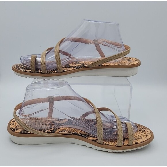 Donald Pliner Sandals Snakeskin Print Gladiator Strappy Flip Flops Roland - Picture 1 of 6